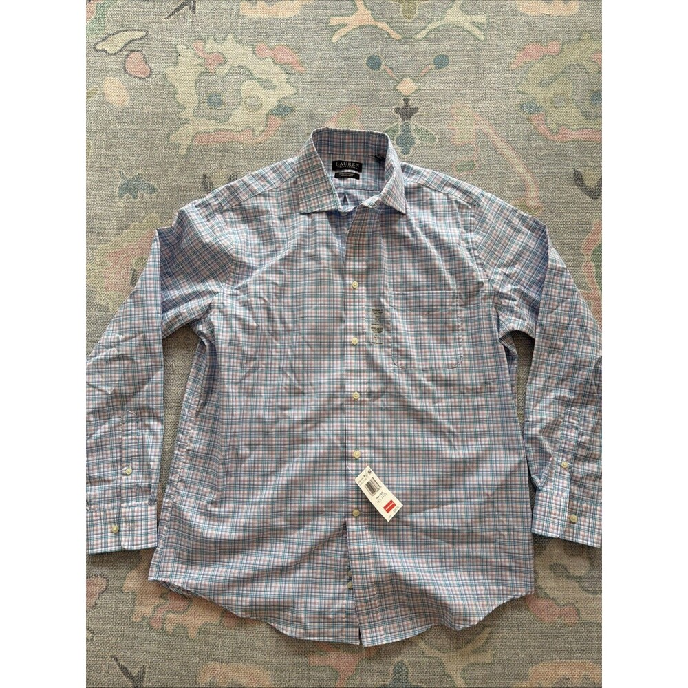 Ralph Lauren Black Label Button Dress Shirt Pink Blue Plaid Men’s L 16.5